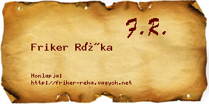 Friker Réka névjegykártya